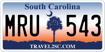 SC license plate MRU543
