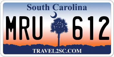 SC license plate MRU612