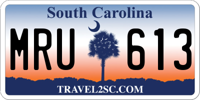 SC license plate MRU613