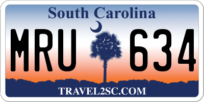 SC license plate MRU634