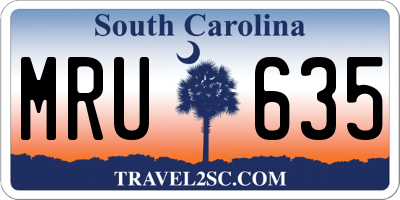 SC license plate MRU635