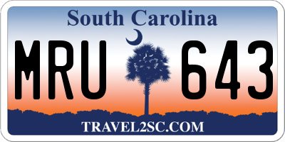 SC license plate MRU643
