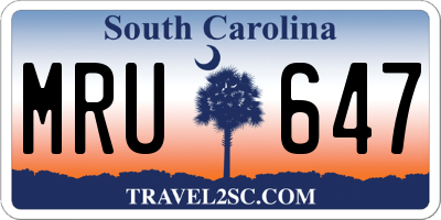 SC license plate MRU647