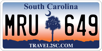 SC license plate MRU649