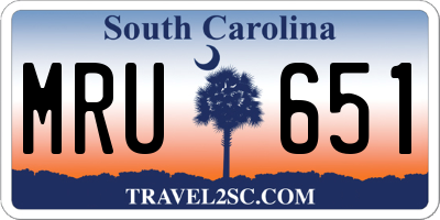 SC license plate MRU651