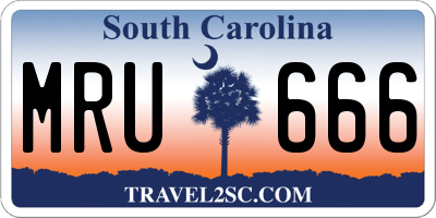 SC license plate MRU666