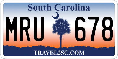 SC license plate MRU678