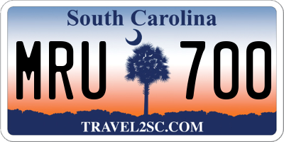 SC license plate MRU700