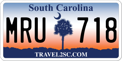 SC license plate MRU718