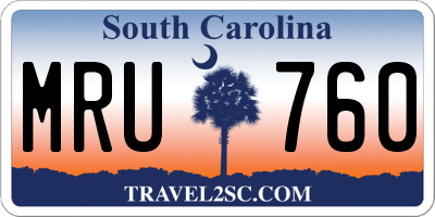 SC license plate MRU760