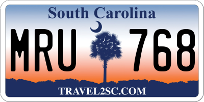 SC license plate MRU768