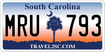 SC license plate MRU793