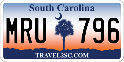 SC license plate MRU796