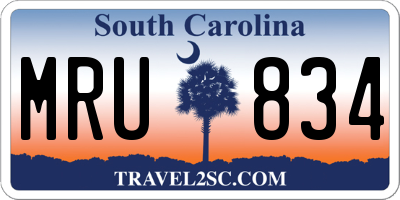 SC license plate MRU834