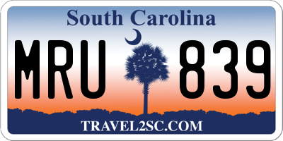 SC license plate MRU839