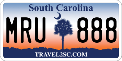 SC license plate MRU888