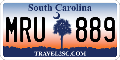 SC license plate MRU889