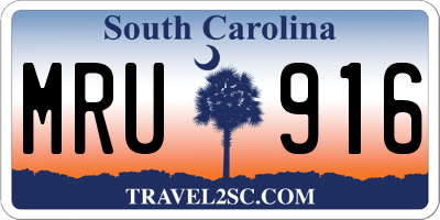 SC license plate MRU916