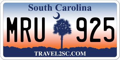 SC license plate MRU925