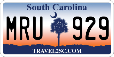 SC license plate MRU929
