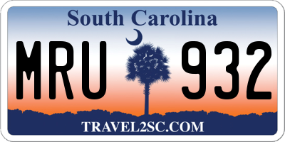 SC license plate MRU932
