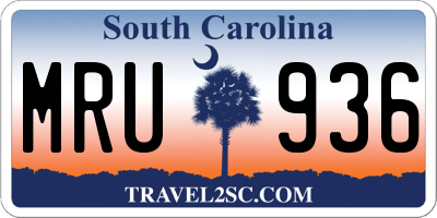 SC license plate MRU936