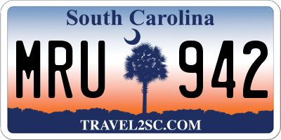SC license plate MRU942