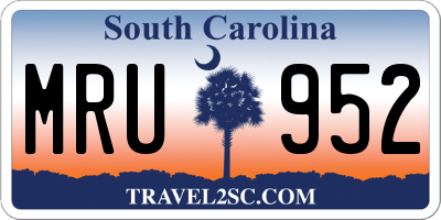 SC license plate MRU952