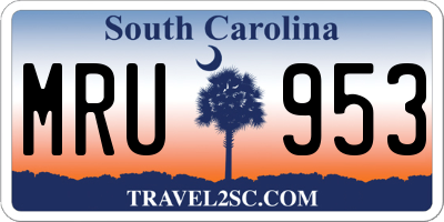 SC license plate MRU953
