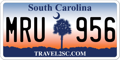 SC license plate MRU956