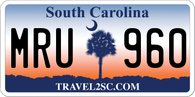 SC license plate MRU960