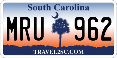 SC license plate MRU962