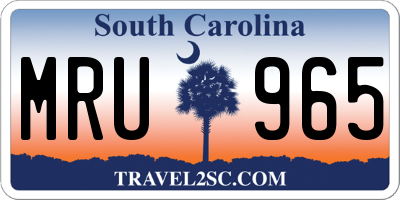 SC license plate MRU965