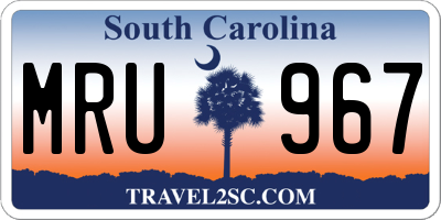 SC license plate MRU967