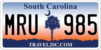 SC license plate MRU985
