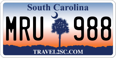 SC license plate MRU988