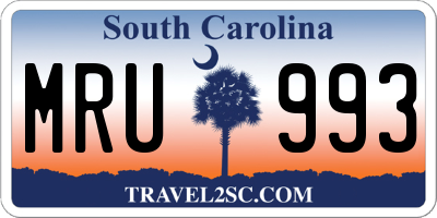 SC license plate MRU993
