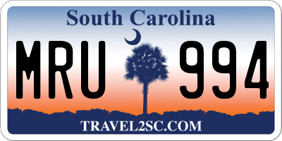 SC license plate MRU994