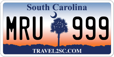 SC license plate MRU999