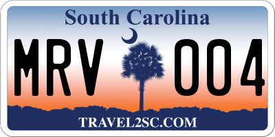SC license plate MRV004