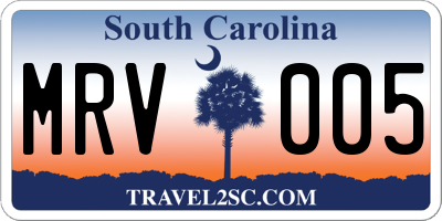 SC license plate MRV005