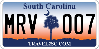 SC license plate MRV007