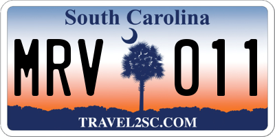 SC license plate MRV011