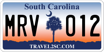 SC license plate MRV012