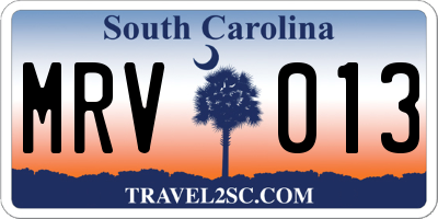 SC license plate MRV013