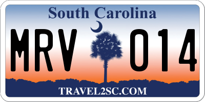SC license plate MRV014