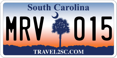 SC license plate MRV015