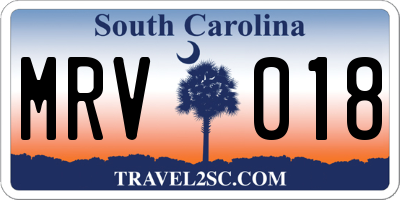 SC license plate MRV018
