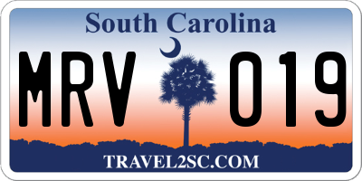 SC license plate MRV019