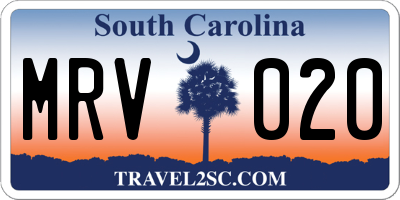 SC license plate MRV020